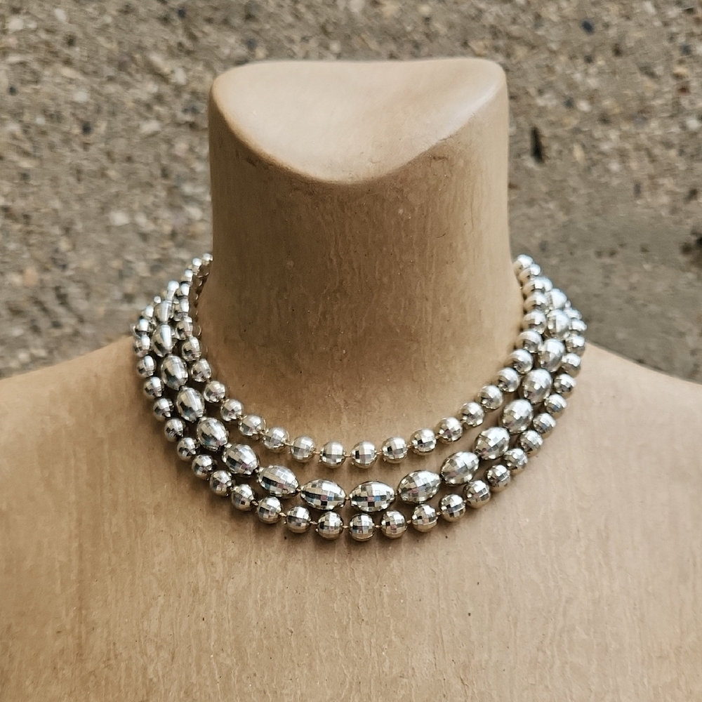 Vintage Triple-Strand Disco ball Necklace